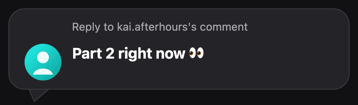 Fictional dark reply sticker requesting part two
