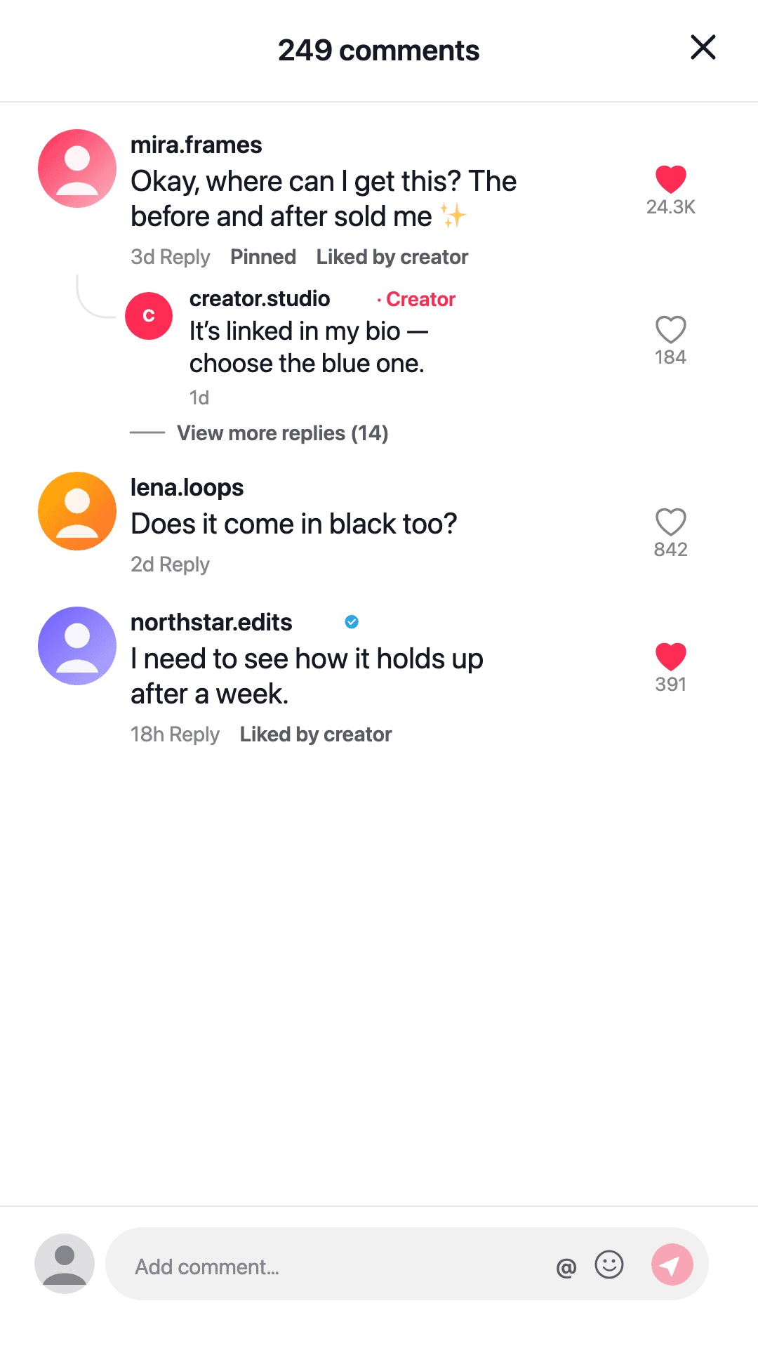 Fictional product question comment section mockup generated with this site