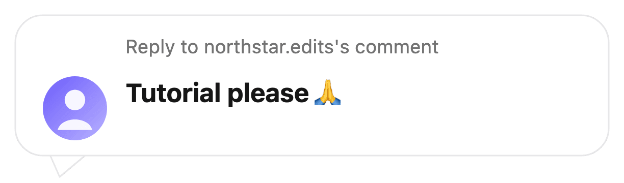 Fictional reply sticker generated with this tool reading Tutorial please